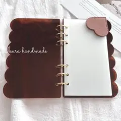 A6アクリルバインダーもこもこ リフィル5枚　バインダー貯金　セピア色　茶