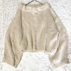 スローブイエナ　カシミヤ混 ローゲージ クロップド ニット セーター アイボリー