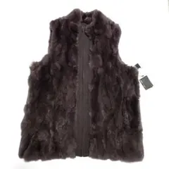 미사용 헤세이 레트로 모피 렉스 슬래빗 퍼 베스트 리얼 퍼 베스트