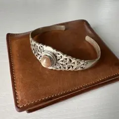 シルバーバングル 大粒ローズクォーツ - メルカリ