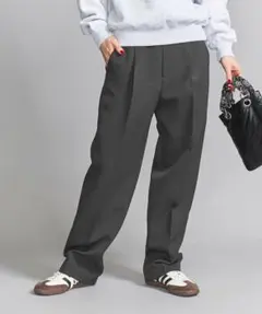 タックワイドパンツ スラックス ダークグレー M