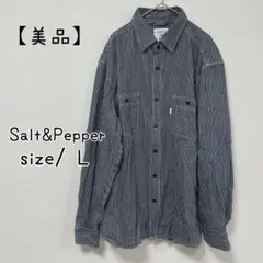 【在庫処分】Salt&Pepper 長袖　シャツ ボーダー L カジュアル