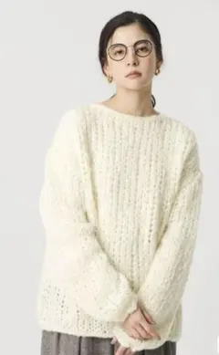 BEAUTY&YOUTH ウールモヘヤナイロン ルーズニットプルオーバー