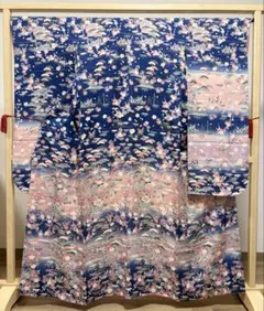 ゆりのはな 絞り浴衣 有松鳴海絞り 総絞り 浴衣 紺青/ピンク色系 綿