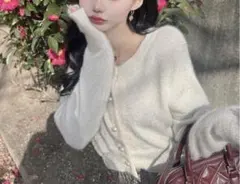 【GRL】ラメシャギーニットカーディガン アイボリー / 0501