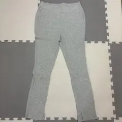 UNIQLO レギンス リブ パンツ スリット薄グレー L