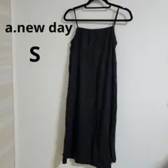 a.new day【S】ブラック キャミワンピース