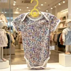 ユニクロ花柄 半袖ロンパース 90cmまで対応