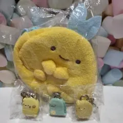 すみっコぐらし　あじふらいのしっぽ　首さげポーチ　とんかつ　ねこ　とかげ　南京錠