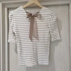 Honeys　バックリボン ボーダー 半袖 カットソーのサムネイル