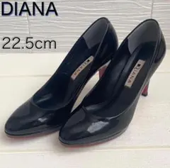 極美品✨パンプス DIANA ダイアナ 22.5cm 黒 エナメル レッドソール