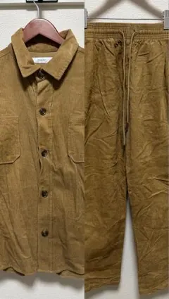 INHERITブラウン コーデュロイ シャツジャケット パンツ　セットアップ