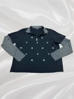 m121 Munsingwear レディース ゴルフ長袖ポロシャツ ブラックLLのサムネイル