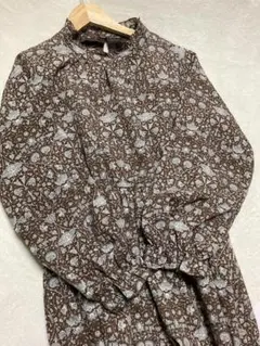 Gleeful グリーフル花柄長袖ロングワンピース　ハイウエスト