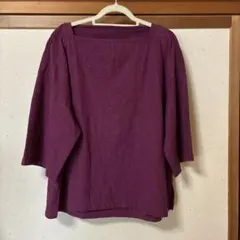 お値下げしました。ヒューマンウーマン　パープル ボートネック Tシャツ 五分袖