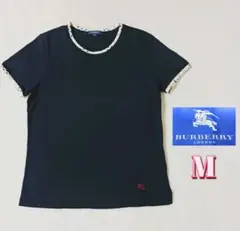 バーバリーロンドン◆ノバチェック 半袖Tシャツ◆ホース刺繍◆Mサイズ　黒