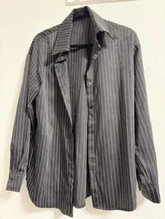 ストライプ柄 長袖シャツ 白×黒のサムネイル