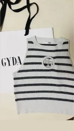 GYDA ボーダー柄 ノースリーブ ニット サークルロゴ