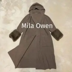 Mila Owen エコファー付き カシミヤ ロング ガウン カーディガン