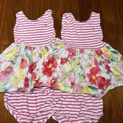 Ralph Lauren ストライプピンク　花柄ワンピース 2点セット　双子