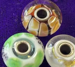 「廃盤希少！トロールビーズ 黄金の花・神秘の緑・純白金箔 伝説の3点セット」