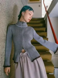 Ellacantaria Bicolor Zip Knit Cardigan