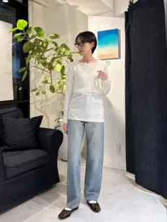ヤヌーク】 ルーズストレート ハイウエスト ワイド 57133221 【22