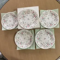 【未使用・箱付】CARLO PALAZZI ローマ 花柄プレート5枚セット 金彩