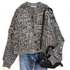 ビューティアンドユース ランダムケーブル アシンメトリー カーディガン
