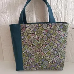 ハンドメイド　バック　トートバック　花柄　モザイク柄