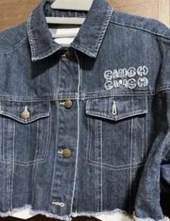 美品　chico ダークブルー クロップドデニムジャケット