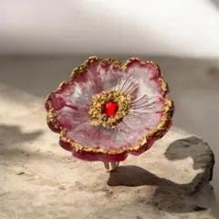 ハンドメイド 赤と金の花