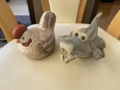 ニワトリとワニの陶器の置物　2点セット(即購入可能のサムネイル