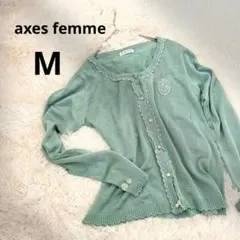 アクシーズファム axes femme 刺繍レースニットカーディガン M 長袖