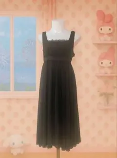 美品PEYTON PLACE／大きいサイズ17B／ブラックプリーツワンピース管B