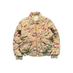 7AS7 キルティングジャケット　薔薇柄　ブルゾン　ベージュ　フリー　古着
