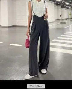 Dazy グレー ワイドレッグ サロペット