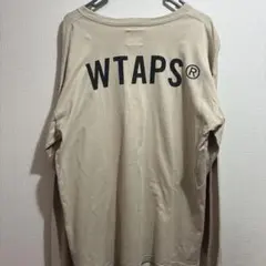 美品WTAPS ベージュ ロゴプリント 長袖カットソー ロンT サイズX 03 