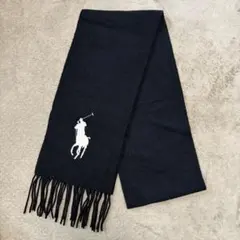 【美品】RALPH LAUREN ビックポニー刺繍 ウールカシミヤ マフラー
