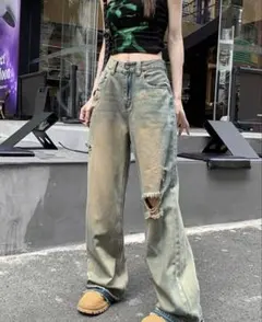 SHEIN ダメージジーンズ