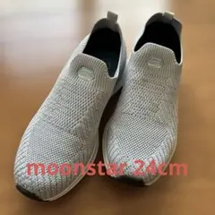 ムーンスター スニーカー　メッシュ グレー　３Ｅ24cm レディース