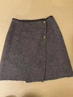 ROPE チェック柄＆黒ボタンラップスカート36