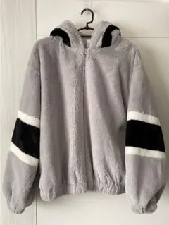 フード付きグレーファージャケット