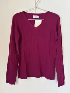 新品　スローブイエナ ウォッシャブルウールハイゲージリブVネック　ニット