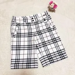 【美品】BURBERRY BLUE LABEL ハーフパンツ 白系チェック 36