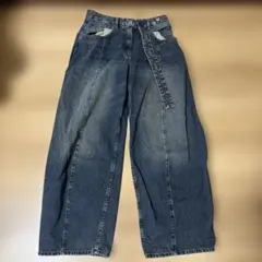 ZARA ダークブルーワイドレッグデニムパンツ