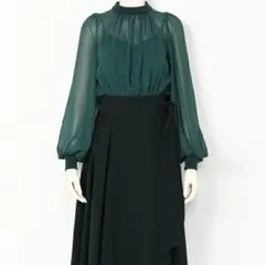 【最終値下げ❗️】Snidel スタンドカラーチュールドッキングワンピース　0