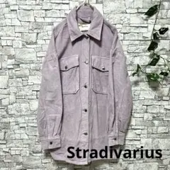 Stradivarius無地コーデュロイボタンアップシャツ パープル即買いOKのサムネイル