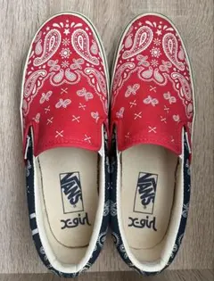 VANS x X-girl コラボ スリッポン ペイズリー柄 24.5cm