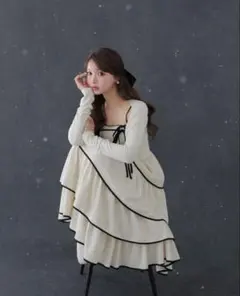 Tiered frill piping ribbon long onepiece - メルカリ